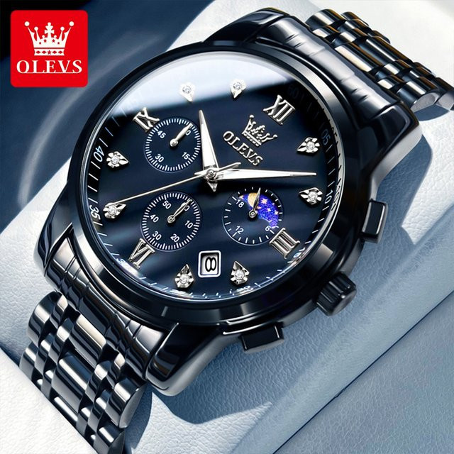 OLEVS Chronograph, Quarz, Edelstahl, Herren, Datum, 3 ATM - Bild 1