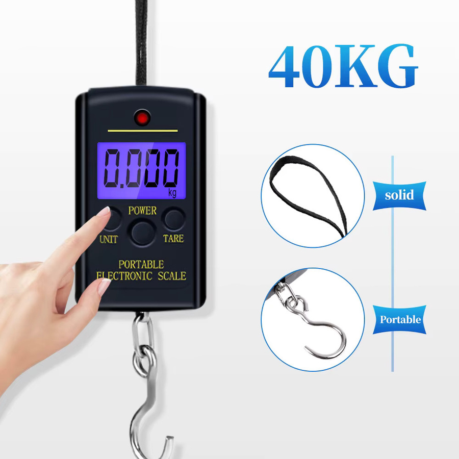 Elektronische Mini-Digitalwaage von JUANJUAN in Schwarz, tragbare Hängewaage für Angeln und Gepäck mit einer Kapazität von 40 kg und einer Genauigkeit von 10 g - Bild 2