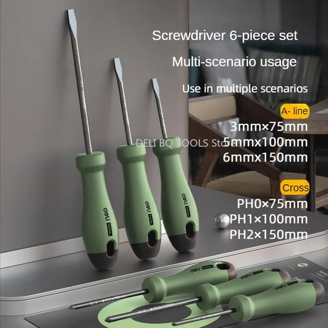 Deli Home Serie Schraubendreher Set für Reparaturen in Schwarz, 2/4/6 Stück - Bild 1