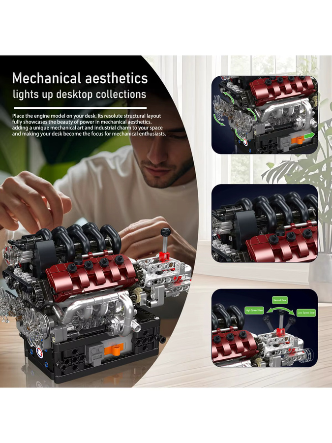 MOULDKING GTS V8 Motor und Getriebe-Bausteine Set mit Getriebesteuerung in Mehrfarbig - Bild 7