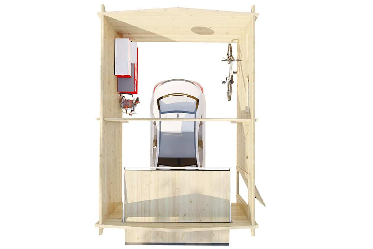 Holzgarage Deluxe A als Bausatz mit Schwingtor, Maße: B: 5 m, T: 4 m - Bild 2