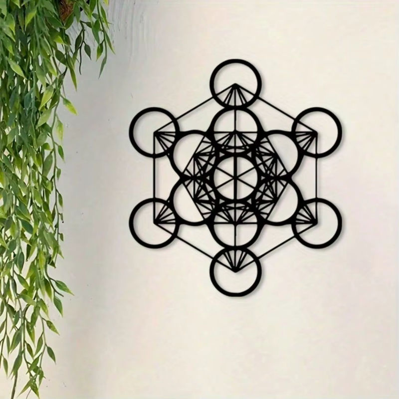 CIFBUY Metatron-Würfel Wandkunst aus Metall im Vintage-Stil mit Heiliger Geometrie als Wandbild zur Wohnungsdekoration - Bild 4