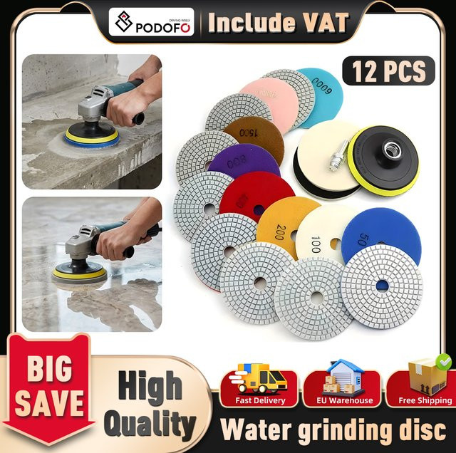 Podofo Diamant-Polierscheiben-Set mit Wollpads und Filzscheibe, Multicolor, Durchmesser: 100 mm - Bild 1