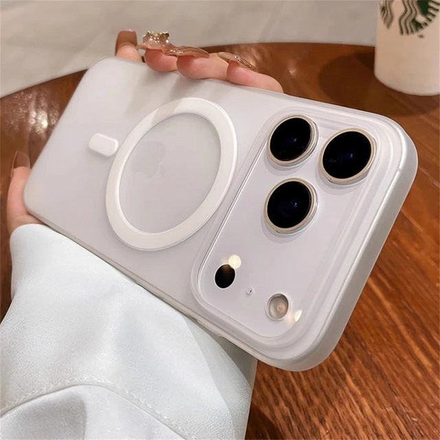 Magnetische iPhone Hülle von Apple in Weiß, ultradünne und stoßfeste matte Handyhülle für verschiedene iPhone Modelle - Bild 1