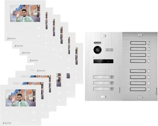 Balter Evo Mini Video Türsprechanlage 2-Draht Bus Komplettsystem für 11-Familienhäuser in Silver - Bild 1