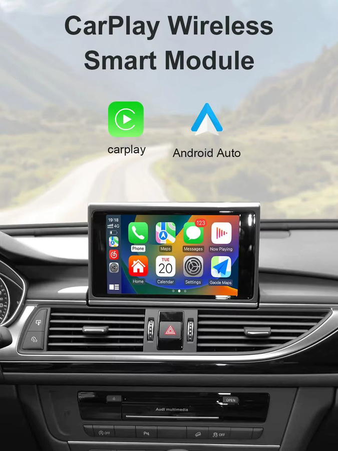 Drahtloses CarPlay und Android Auto Interface Retrofit Kit für Audi A6 C7 und A7 2012-2016 mit RMC/HN + R System Decoder Box Modul und Airplay in Schwarz - Bild 5