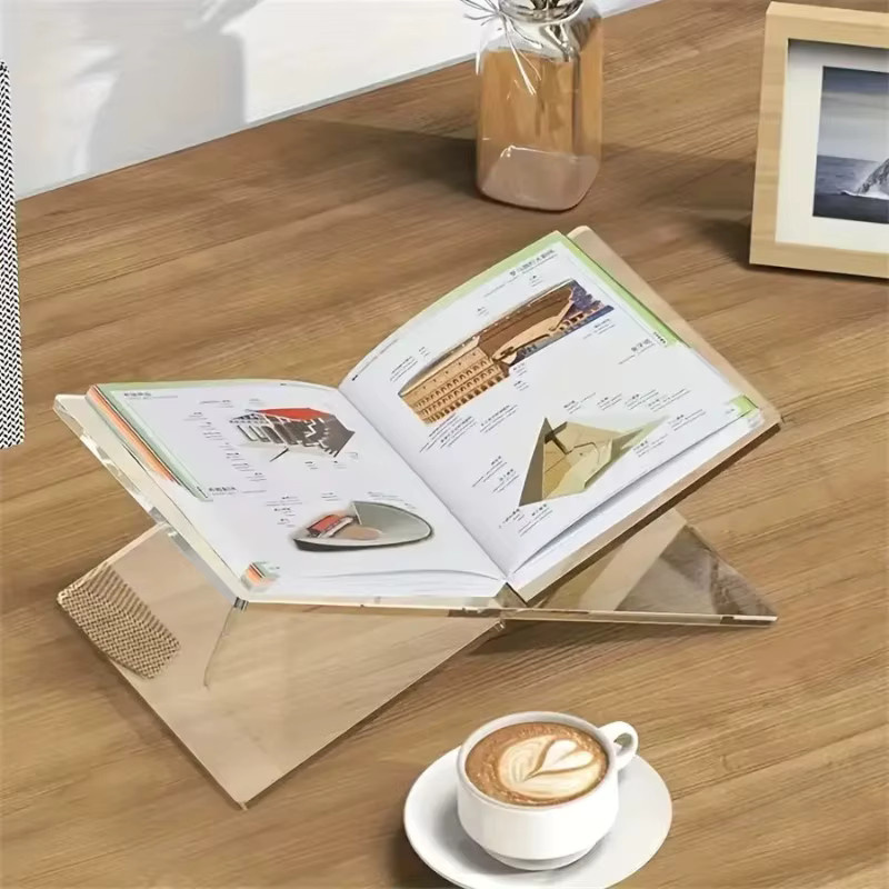 X-förmiger Buchhalter aus transparentem Acryl als Präsentationsständer für Kochbücher und Rezeptmenüs - Bild 3