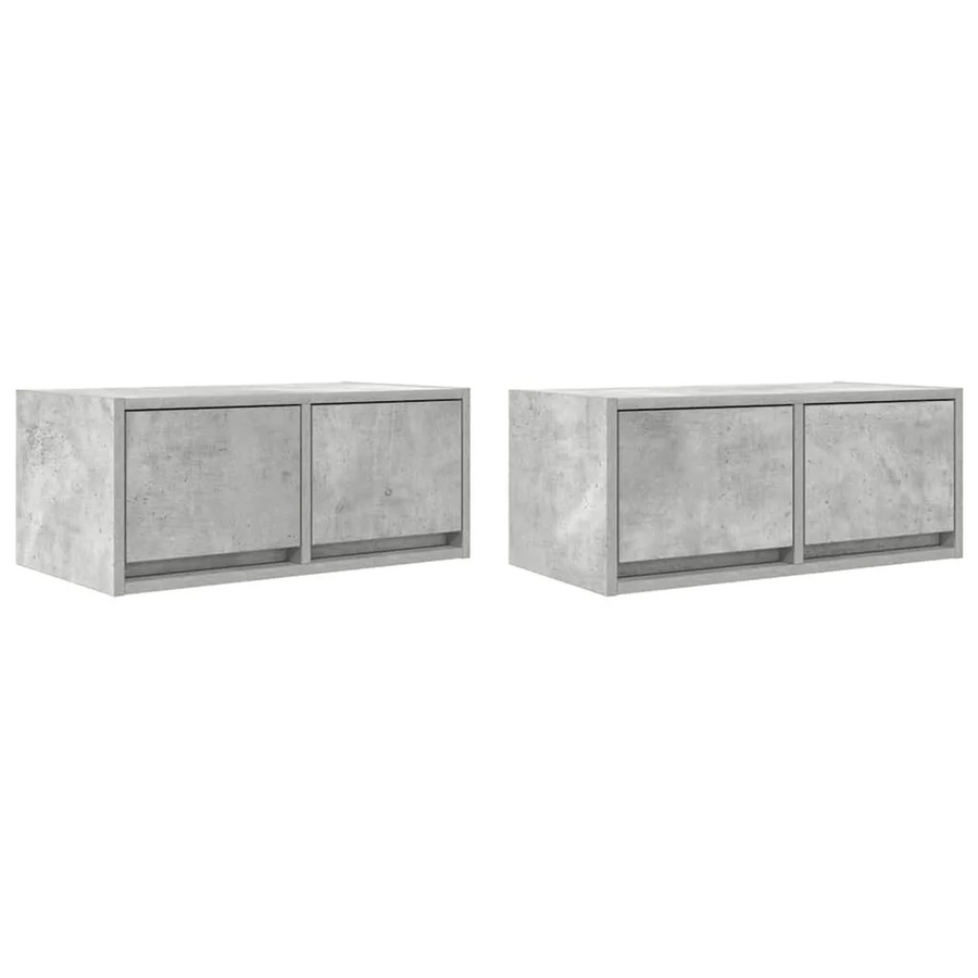 2er-Set vidaXL TV-Schränke aus Holzwerkstoff in Betongrau, Wandmontage, B: 60 cm, T: 31 cm, H: 25,5 cm - Bild 2