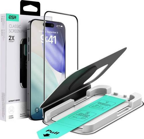 ESR UltraFit Displayschutzglas für Apple iPhone 17 und iPhone 16 Pro, gehärtetes Glas, Schwarz - Bild 1