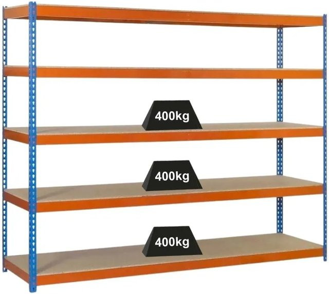 PROREGAL Schwerlastregal Extrem Wood Yeti mit 5 Fachböden, Blau-Orange, H x B x T: 300 x 120 x 60 cm - Bild 1