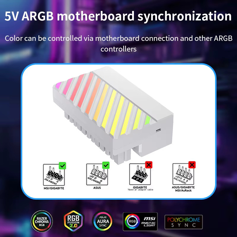 Teucer ATX 24 Pin 90 Grad Motherboard Netzteil ARGB Kabel Adapter für Desktop PC DIY Montage Zubehör - Bild 5