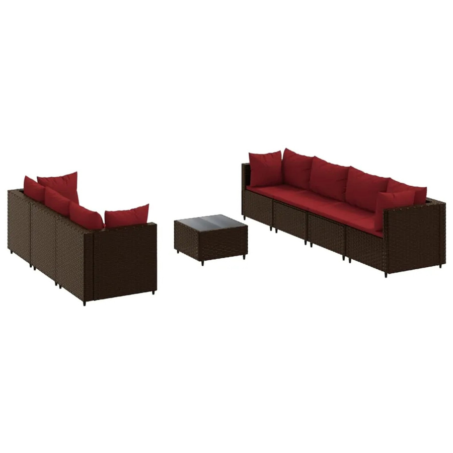 vidaXL 8-tlg Garten-Lounge-Set aus Poly Rattan mit Kissen in Braun - Bild 2