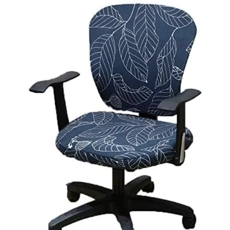 Wonderfulwu Spandex-Stretch-Stuhlbezug für Bürostühle und Computerstühle, elastisch, waschbar, Blau, Floral - Bild 2
