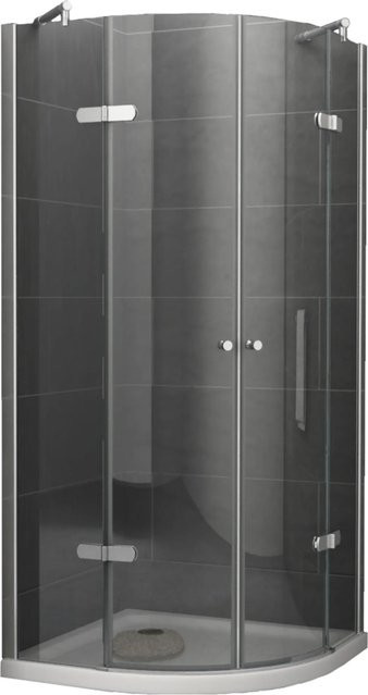 Dein Bau Projekt Duschkabine Eck-Viertelkreis aus Klarglas in Silber, B/T/H: 90 x 90 x 190 cm - Bild 1