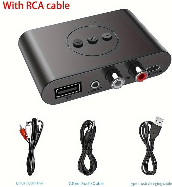 YJMP Electronic Bluetooth 5.3 Audioempfänger und Sender mit 3,5 mm AUX und RCA Dual-Ausgang in Grau - Bild 1