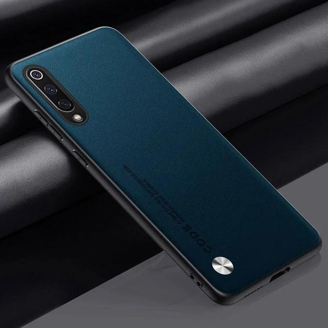 Luxus PU-Leder Handyhülle in Blau für Xiaomi Mi 9 SE, Mi9 Lite, Mi A3, CC9E und CC9 Pro mit matter Silikon-Rückseite - Bild 1