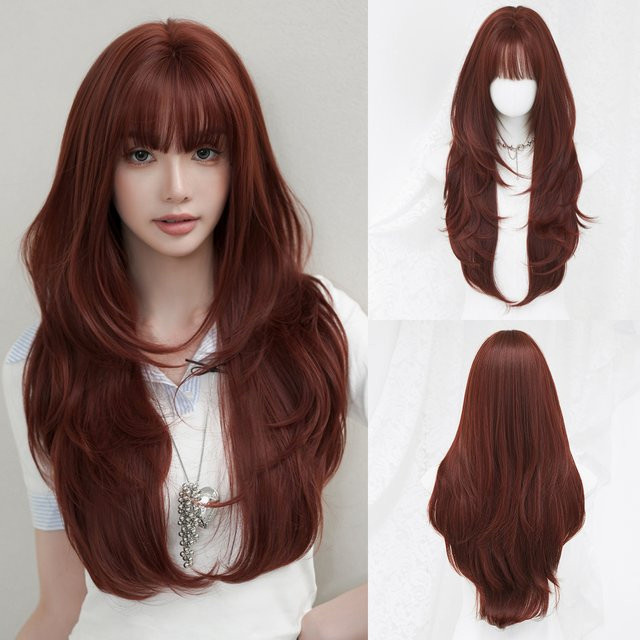 7JHH WIGS Perücke, Kupfer, lang, gerade, geschichtet, Damen - Bild 1