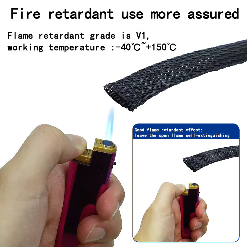 Schwarzes, flammhemmendes Nylon-Drahtgeflecht für Haustier- und Computerkabel, 10m Länge - Bild 2