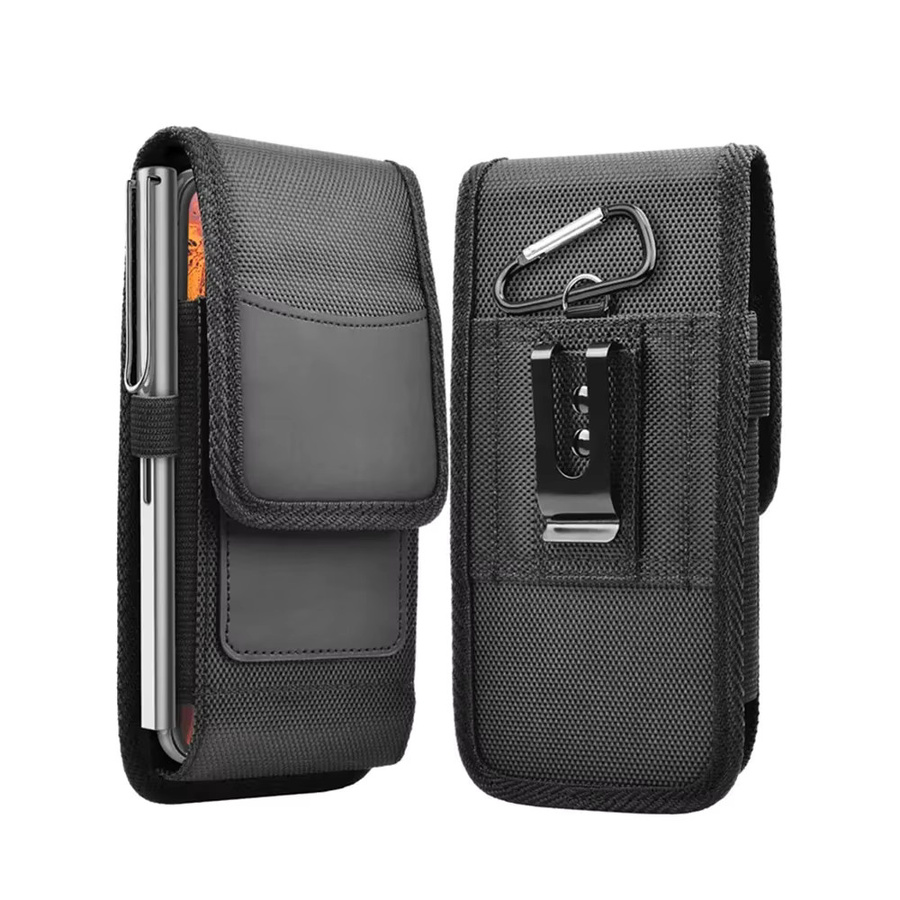 Vertikale Nylon Handy Gürtel Clip Holster Tasche in Schwarz für iPhone und Samsung Smartphones von 3,5 bis 7,5 Zoll - Bild 3