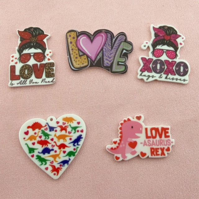 Anhänger Acryl, bunt, Valentinstag, 10 Stück - Bild 1