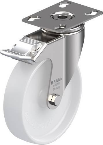 Blickle Lenkrolle LKPXA-PO 126G-FI mit Feststeller aus Edelstahl und Kunststoff in Weiß, Rad-Durchmesser: 125 mm, Tragfähigkeit: 120 kg - Bild 1