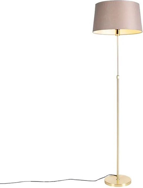 QAZQA Stehleuchte in Gold und Messing mit dimmbarem Leinenschirm in Beige, höhenverstellbar - Bild 1