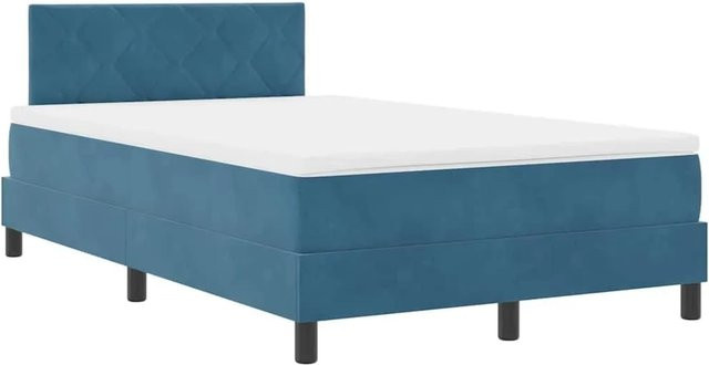 vidaXL Boxspringbett mit Matratze in Dunkelblau, modernes Polsterbett aus Stoff, Breite: 120 cm, Tiefe: 193 cm, Höhe: 88 cm - Bild 1