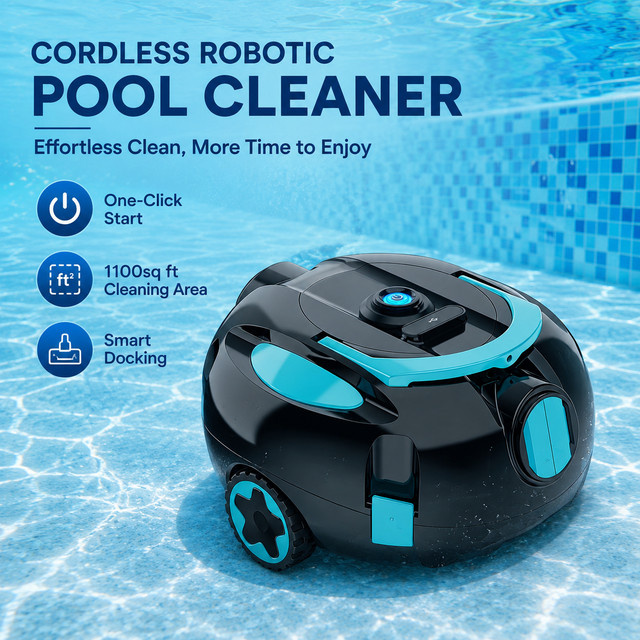 Vastorm H1 Kabelloser Roboter-Poolreiniger in Schwarz mit Doppelsaugung und Selbstparkfunktion - Bild 1
