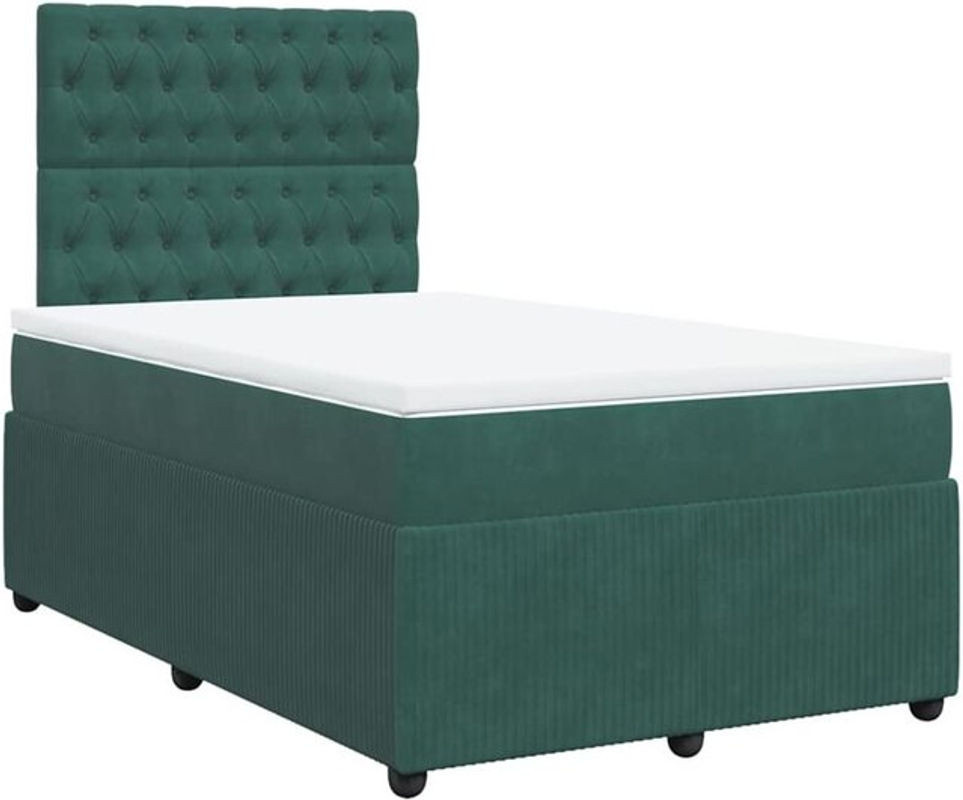 vidaxl Boxspringbett mit Matratze aus Samt in Dunkelgrün B/T/H: 190 x 120 x 140,5 cm - Bild 1