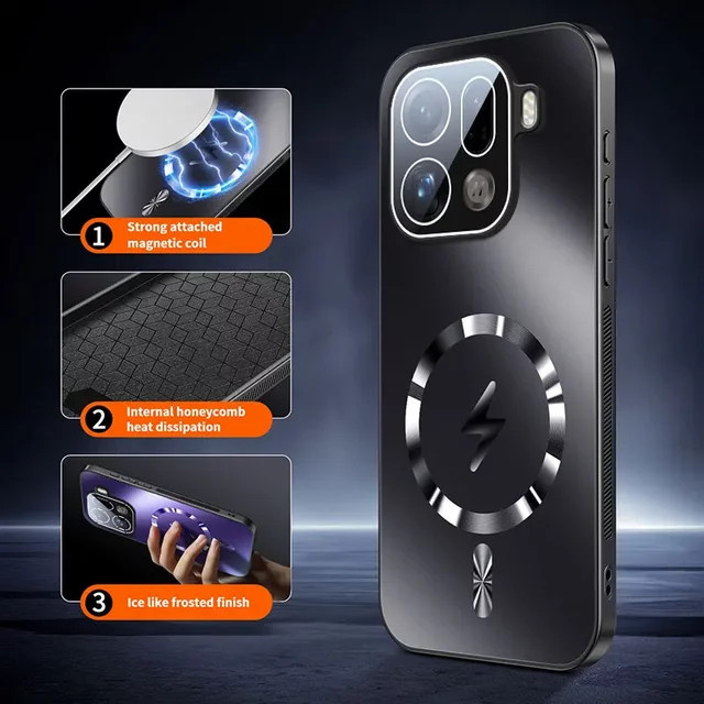 Glitzernde Schutzhülle für OPPO Find X9 Pro und Find X8 Ultra X8S+ X8 Plus mit magnetischer Wärmeableitung und Linsenfolie in Blau oder Schwarz - Bild 1