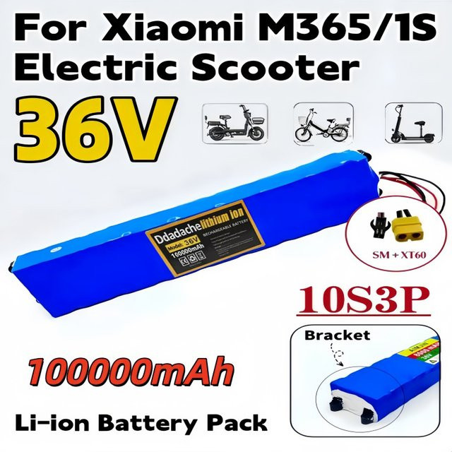 10S3P 36V 100000mAh Elektroroller-Akku aus 18650 Lithium-Ionen-Zellen für M365 in Blau - Bild 1