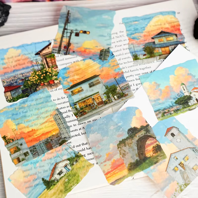JIANQI 15er Pack Landschaft Aufkleber mit Sonnenuntergang Motiv für DIY Scrapbook und Handbuch in Multicolour - Bild 2