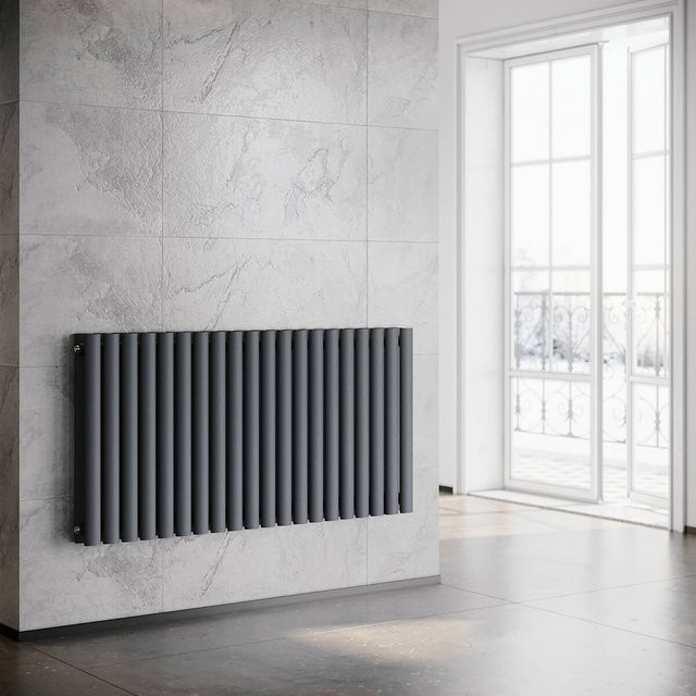 SONNI Röhrenheizkörper Wandheizkörper mit Mittelanschluss in Anthrazit, H: 60 cm, B: 118 cm - Bild 1