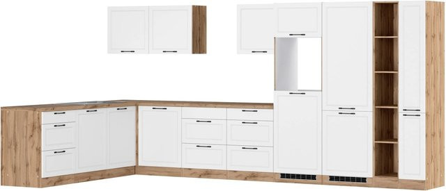 Held Winkelküche Kempten in Landhaus Optik, Farbe Weiß/Wotan, Breite: 420 cm - Bild 1