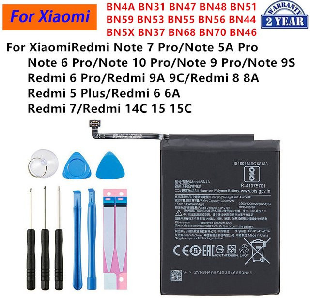 Xiaomi Akku in Schwarz für Redmi Note 7 6 5A 9 9S 10 Pro 9A 9C 8 8A 5 Plus 6 6A 7 14C 15 15C - Bild 1