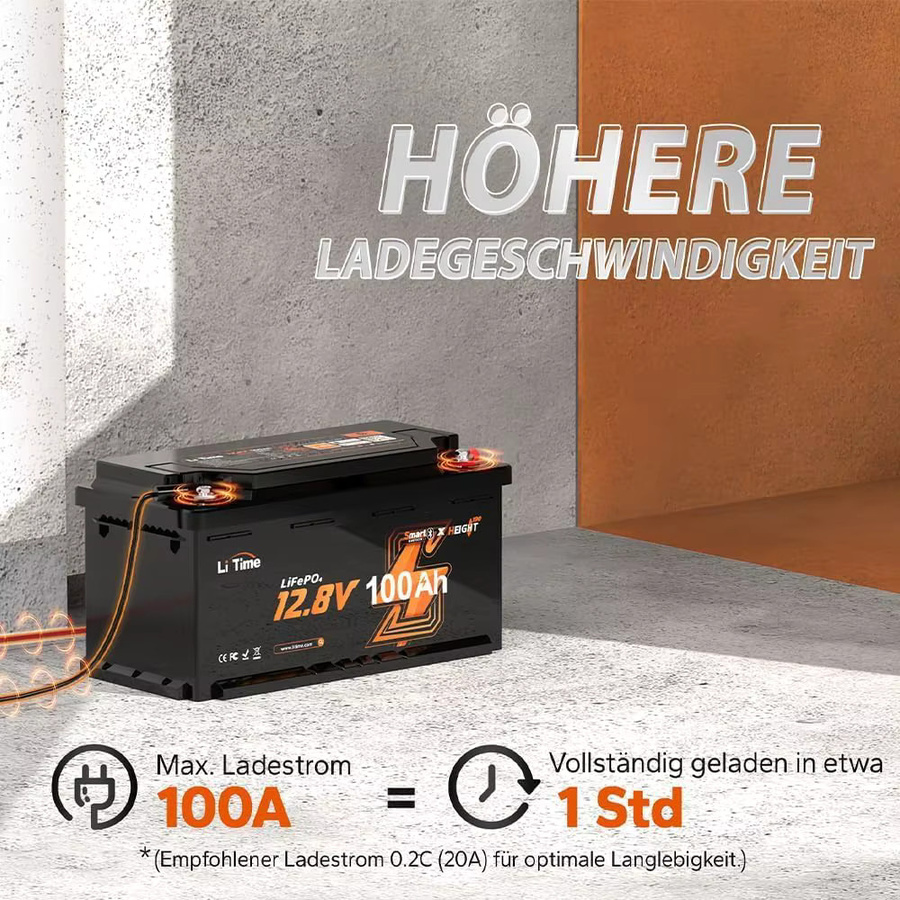 Litime LiFePO4 Bluetooth Batterie 12,8V 100Ah in Schwarz mit Low-Temp-Abschaltschutz und hoher Zyklenfestigkeit - Bild 8