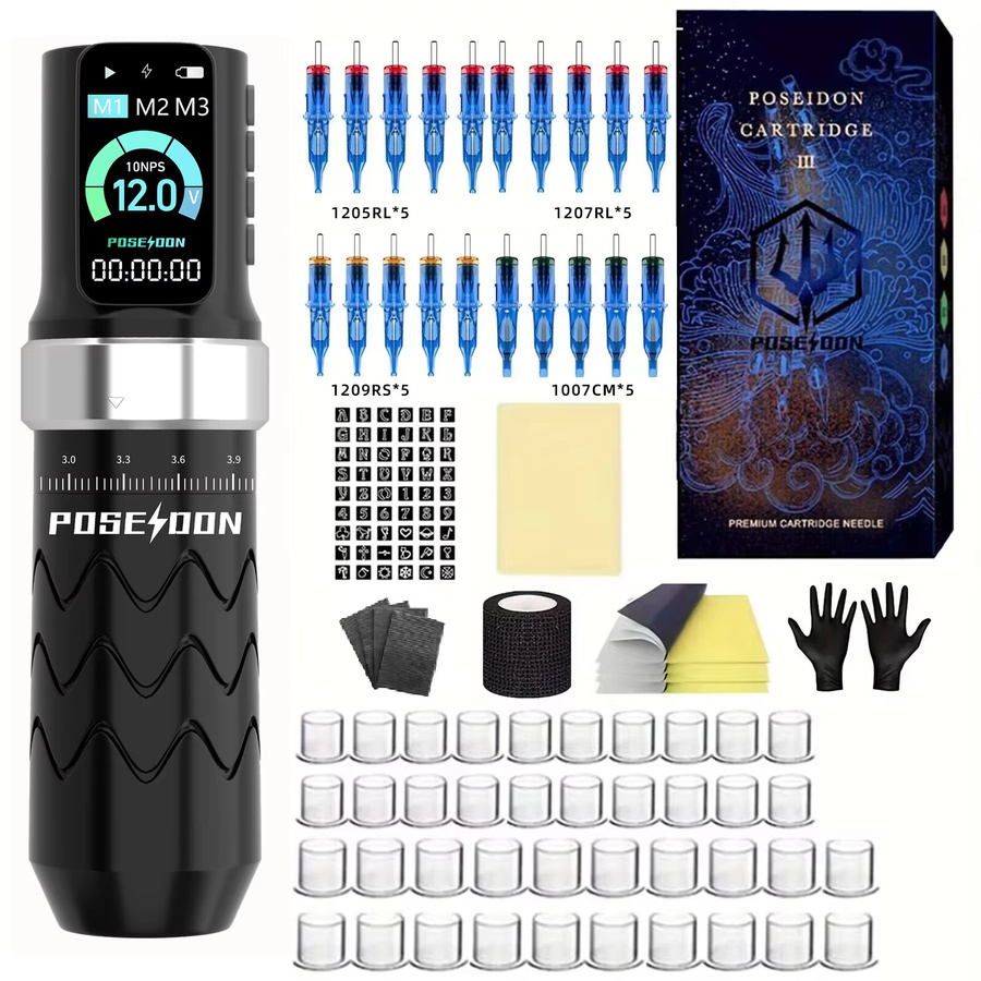 POSEIDON Tattoo Kit, Tattoo Stift, Tattoo Maschine, Netzteil, Tattoo Gun - Bild 2