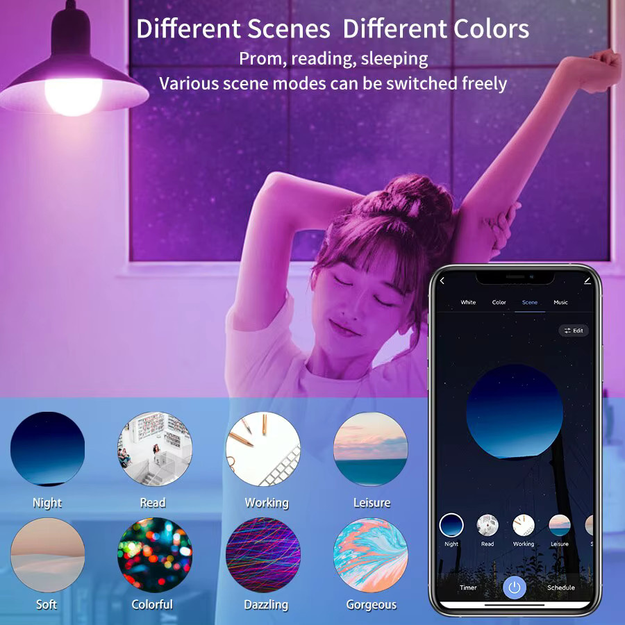 AILEHKUO Zigbee Smart Glühbirne RGB E27 LED Lampe mit Tuya, kompatibel mit Alexa, Google Home und SmartThings - Bild 3
