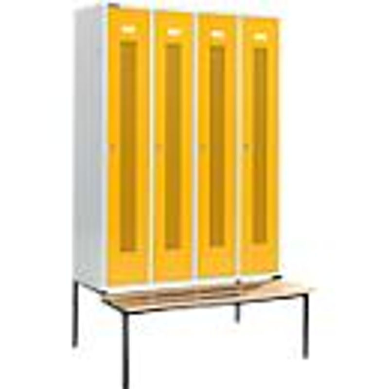 Schäfer Shop Select Kleiderspind mit Sitzbank, 4 Abteile, Zylinderschloss, Farbe: Rapsgelb, Breite: 300 mm - Bild 2