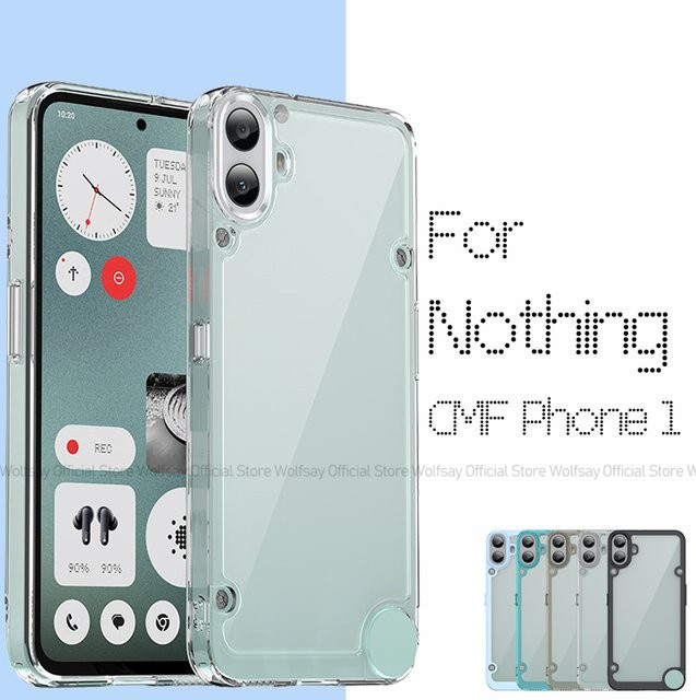 Stoßfeste Handyhülle für Nothing CMF Phone 1 in Transparent und Blau aus PC + TPU - Bild 1