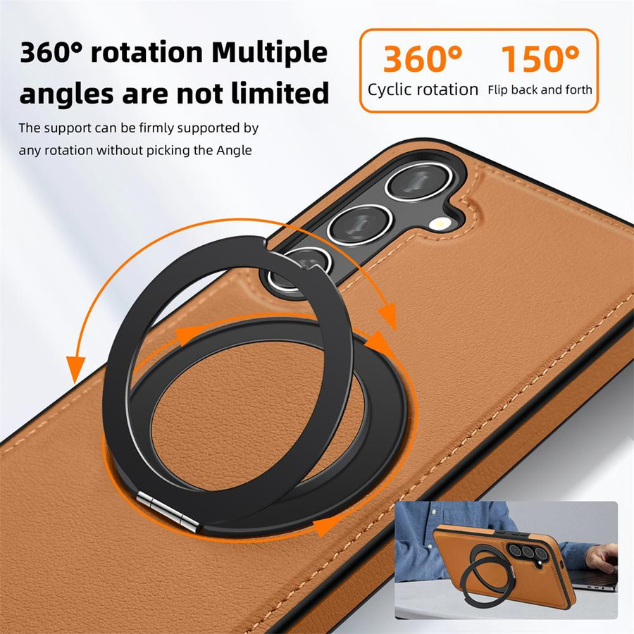 Magnetische Leder-Handyhülle mit drehbarem Ständer für Samsung Galaxy S26 S25 S24 S23 S22 Ultra FE Plus in Braun - Bild 2