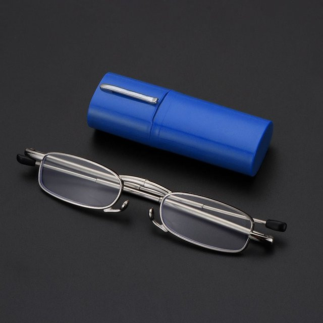 Faltbare Lesebrille, Metall, Vollrand, rechteckig, silber, Damen - Bild 1