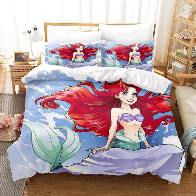 Ariel Die Meerjungfrau Prinzessin Bettwäsche Set 3-teilig für Kinder, EU Single, B: 135 cm, L: 200 cm - Bild 1