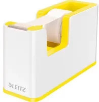 Leitz WOW Duo Colour Klebefilmabroller ergonomisch in Weiß/Gelb mit Klebeband (Breite: 19 mm, Länge: 33 m) - Bild 1