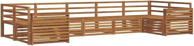 vidaXL Sofagarnitur aus Massivholz Akazie in Braun, 7-teiliges U-Form Sofa Set - Bild 1