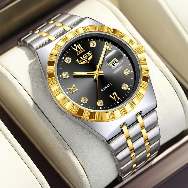 LIGE Armbanduhr Quarz, Edelstahl, Blau, Herren - Bild 1