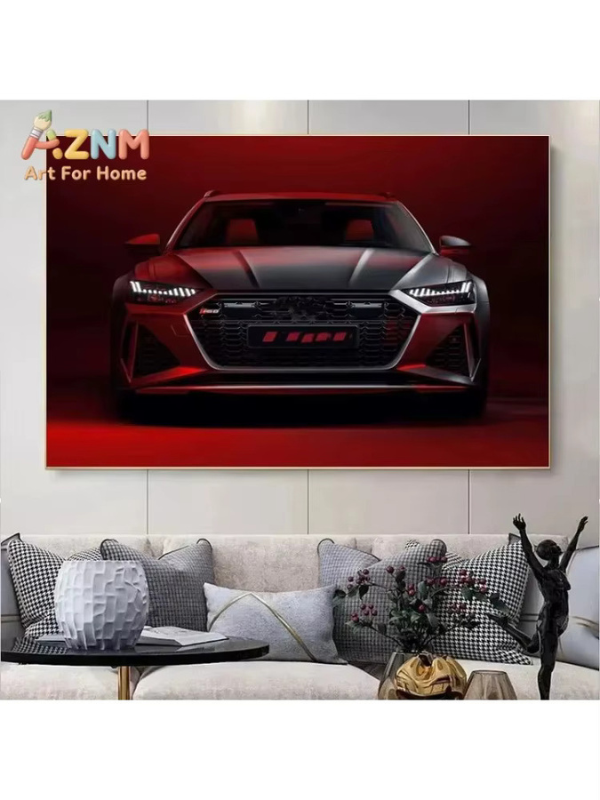 AZNM Audi RS6 Avant Wandkunstdruck Rastar Leinwandposter Dunkelrot - Bild 2