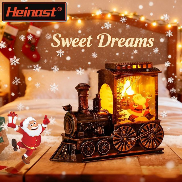 Heinast Weihnachts-Kristallkugel Ornament mit Zug-Motiv und LED-Nachtlampe für die Tischdekoration - Bild 1