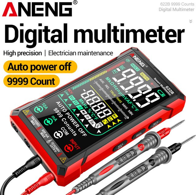ANENG 622B Smart Professional Infrarot-Laser-Multimeter mit VA-Farbdisplay, NCV-Erkennung und AC/DC-Spannungsmessung in Rot - Bild 1