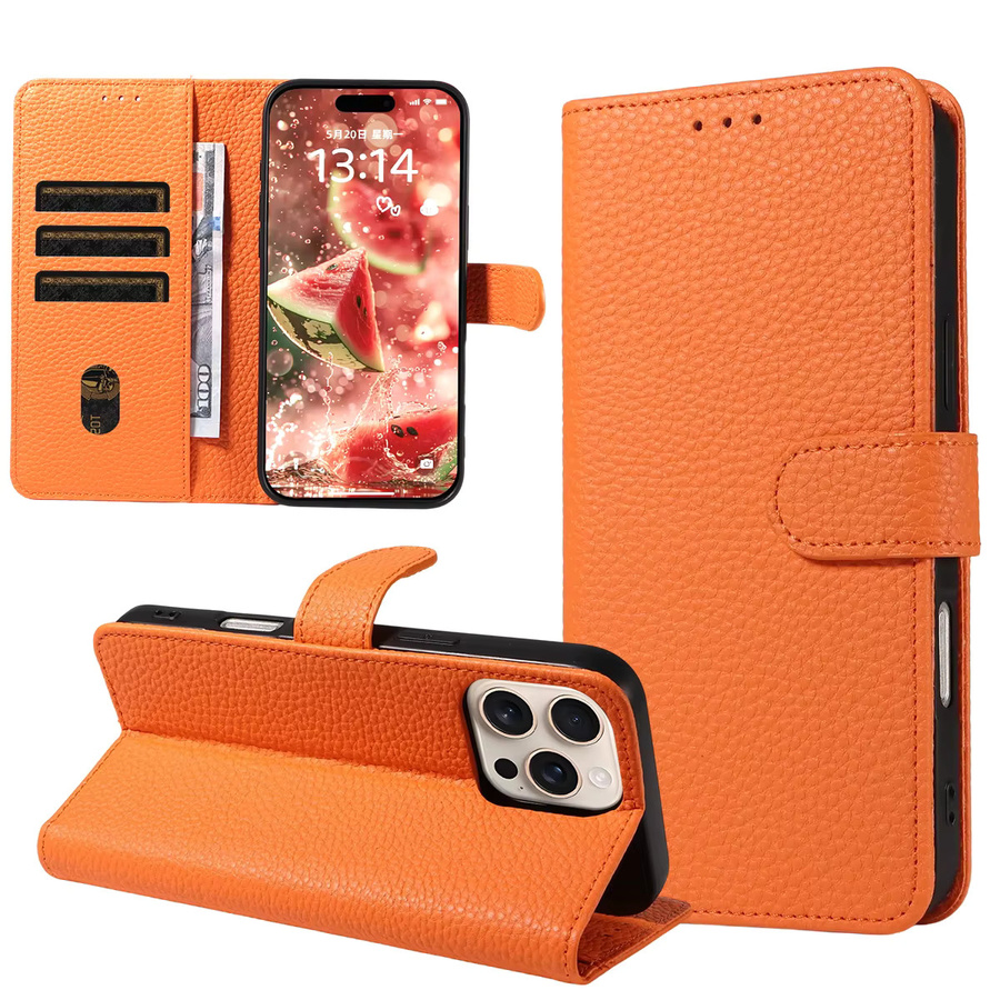 Magnetische PU-Leder Handyhülle für Samsung Galaxy A56 A36 A24 A22 A17 A15 A13 A12 A06 A03 mit Kartenfach in Gold und Orange - Bild 5